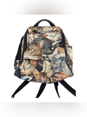 Art of Bags Cat Print Multi-Color Tapestry mini Backpack purse.